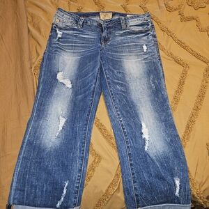 Dear John Blue Distressed Capri's